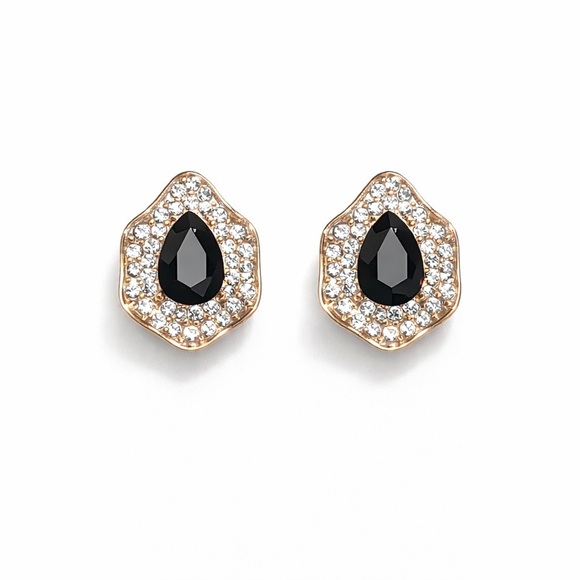 Anthropologie Jewelry - Elegant Black and Gold Teardrop Earrings